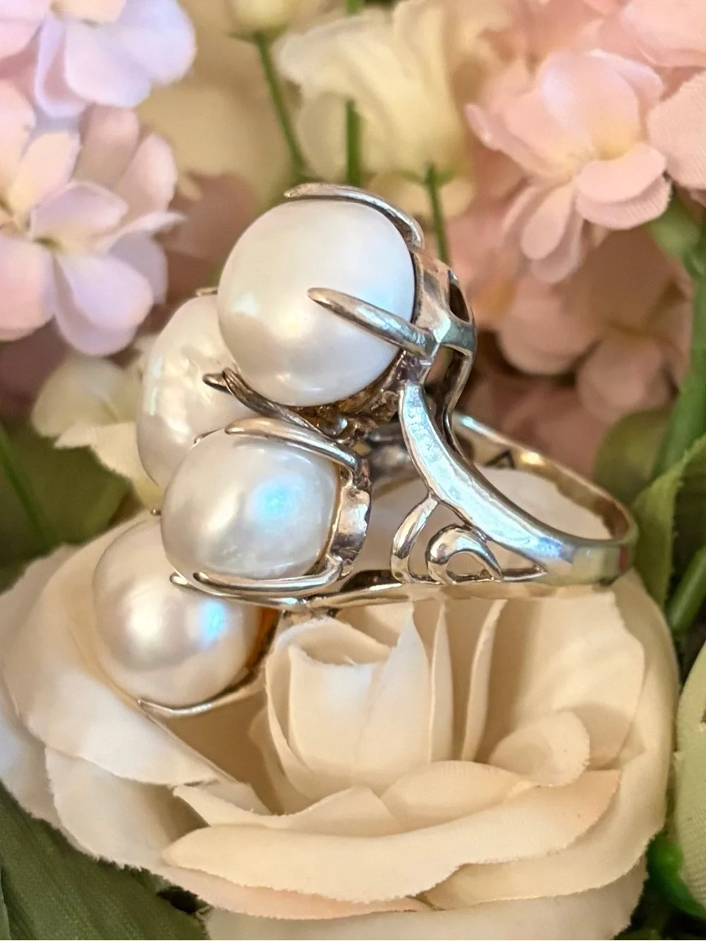 Silpada Sterling Silver and Pearl “Coastal” Ring R2940 Size 8 1/4